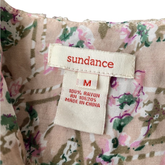 Sundance Floral Eyelet 3/4 Sleeve Ruffle Tunic Blouse Pink Medium - Picture 5 of 5